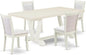 East West Furniture V027MZ015-9 9 Piece Kitchen Table & Chairs Set Includes a Rectangle Dining Room Table with V-Legs and 8 Baby Blue Linen Fabric Parsons Chairs, 40x72 Inch, Multi-Color