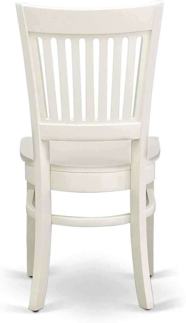 East West Furniture HLVA5-LWH-W 5 Piece Dining Room Furniture Set Includes a Round Kitchen Table with Pedestal and 4 Dining Chairs, 42x42 Inch, Linen White