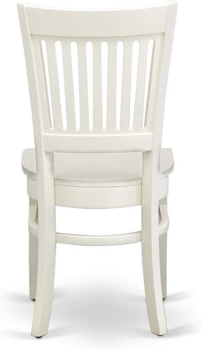 East West Furniture HLVA5-LWH-W 5 Piece Dining Room Furniture Set Includes a Round Kitchen Table with Pedestal and 4 Dining Chairs, 42x42 Inch, Linen White