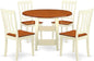 East West Furniture SUAN5-BMK-W 5 Piece Modern Dining Table Set Includes a Round Wooden Table with Dropleaf & Shelves and 4 Dining Room Chairs, 42x42 Inch, Buttermilk & Cherry