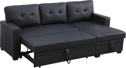Devion Furniture Philly 4-in-1 Convertible L Shaped Couch with Pull Out Bed and Storage, Sectional Sleeper Sofa with Reversible Chaise for Living Room, Apartment, Bedroom, Office
