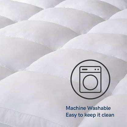 ELEMUSE Cal King Mattress Topper for Back Pain, Extra Thick Mattress Pad Cover, Plush Soft Pillowtop with Elastic Deep Pocket, Overfilled Down Alternative Filling