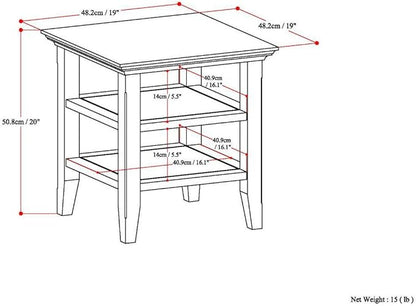 SIMPLIHOME Acadian SOLID WOOD 19 Inch Wide Square Transitional End Table in Distressed Grey, For the Living Room and Bedroom