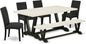 East West Furniture V627DR124-6 6 Piece Dinette Set Contains a Rectangle Dining Table with V-Legs and 4 Black Color Linen Fabric Parson Chairs with a Bench, 40x72 Inch, Multi-Color