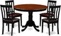 East West Furniture HLAN5-BCH-LC 5 Piece Dining Set Includes a Round Dining Table with Pedestal and 4 Faux Leather Kitchen Room Chairs, 42x42 Inch, Black & Cherry