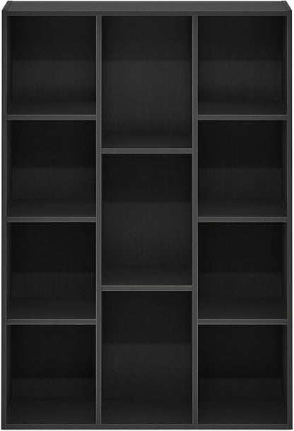 Furinno Luder 11-Cube Open Shelf Bookcase, Bookshelf, Blackwood