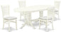 East West Furniture VAVA5-LWH-C 5 Piece Dinette Set for 4 Includes an Oval Dining Table with Butterfly Leaf and 4 Linen Fabric Dining Room Chairs, 40x76 Inch, Linen White