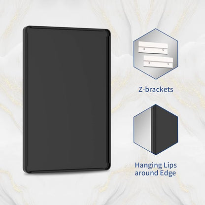 WEER Black Bathroom Mirror for Wall, 60X40 Inch Matte Black Mirror, Rectangular Black Metal Framed Vanity Mirror with Tempered Glass, Rounded Corner, Anti-Rust (Horizontal/Vertical)