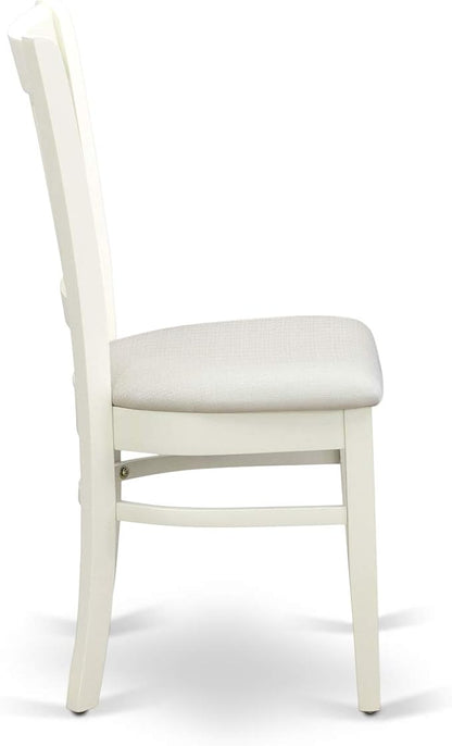 East West Furniture VAVA7-LWH-C 7 Piece Modern Dining Table Set Consist of an Oval Wooden Table with Butterfly Leaf and 6 Linen Fabric Upholstered Dining Chairs, 40x76 Inch, Linen White