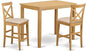 East West Furniture YAPB3-OAK-C 3 Piece Kitchen Counter Set for Small Spaces Contains a Rectangle Dining Room Table and 2 Linen Fabric Upholstered Dining Chairs, 30x48 Inch, Oak