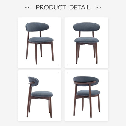 COLAMY Wooden Dining Chairs Set of 6, Modern Fabric Upholstered Dining Room Chair, Farmhouse Kitchen Chairs with Foot Pegs, Blue
