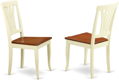 East West Furniture PLAV5-WHI-W 5 Piece Dining Room Table Set Includes an Oval Kitchen Table with Butterfly Leaf and 4 Dining Chairs, 42x78 Inch, Buttermilk & Cherry