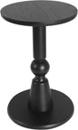 Round Side Table, 11.6 Inch Modern Accent End Table with Pedestal Base, Natural Wood (Black)