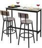 Tatub Bar Table with Stools Set of 2, Industrial 3 Piece Counter Height Small Dining Sofa Table and Chairs Set of 2, Gray