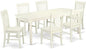 East West Furniture DONO7-LWH-W 7 Piece Dining Set Consist of a Rectangle Dining Room Table with Butterfly Leaf and 6 Wood Seat Chairs, 42x78 Inch, Linen White