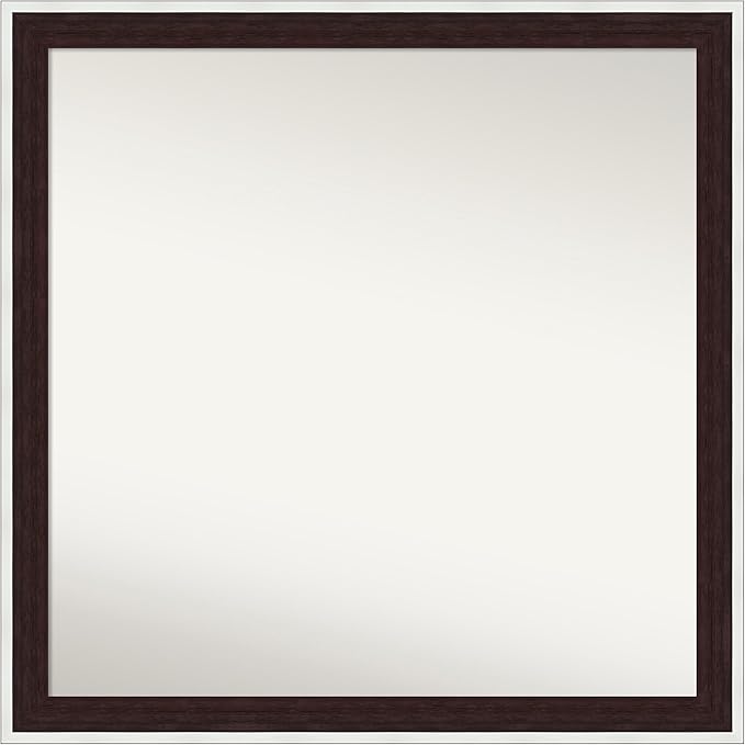 Amanti Art Bathroom Mirror for Over Sink, 29x29 Maya Espresso Silver Square Vanity Mirror, Large Modern Contemporary Frame, Hangs Horizonally and Vertically, Bathroom Wall Decor, Non-Beveled Edge