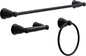 Franklin Brass Kinla 3-Piece Bathroom Set Matte Black 24" Towel Bar Rack, Toilet Paper Holder, Ring KIN3PC-MB
