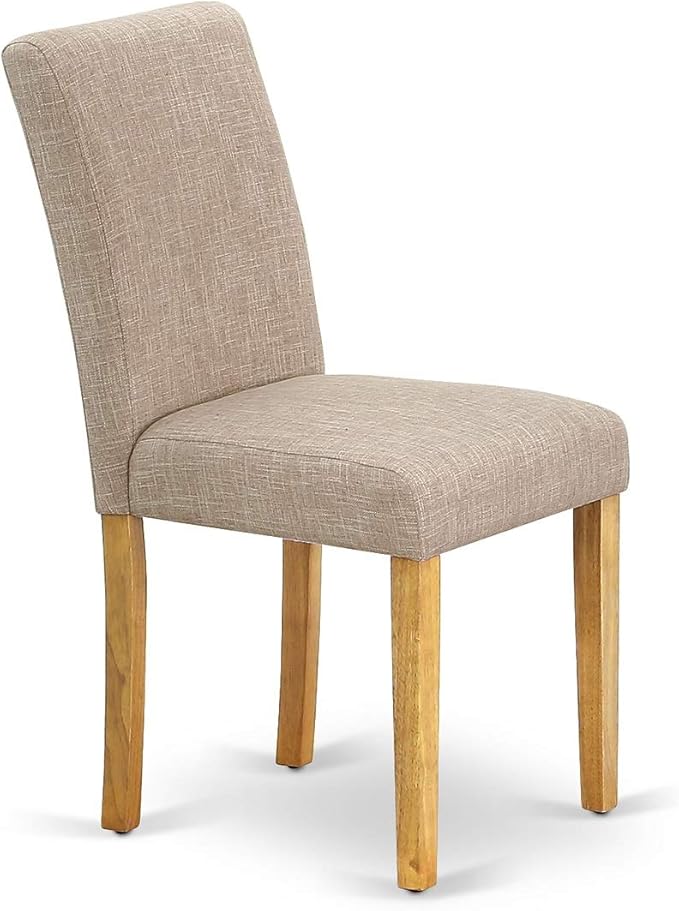 East West Furniture VAAB7-OAK-04 7 Piece Dinette Set Consist of an Oval Dining Room Table with Butterfly Leaf and 6 Light Tan Linen Fabric Upholstered Chairs, 40x76 Inch, Oak