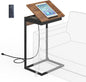 C Shaped End Table with Charging Station, 45° Tiltable Adjustable Flip Top Table with Storage,Small C Table for Small Spaces,Slide Under Couch Sofa Bedside Table for Living Room,Rustic Brown