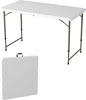 Adjustable Folding Table - Portable 4-Foot Plastic Utility Tabletop with 2 Height Settings - Indoor and Outdoor Seating by Lavish Home (White)