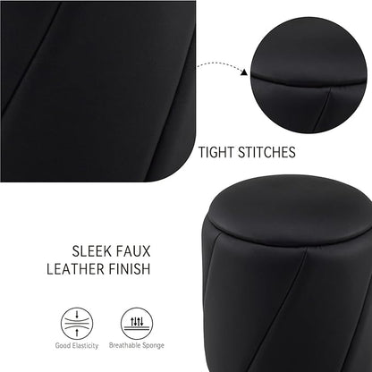 Get Set Style Modern Round Ottoman with Soft Padded Seat, Multifunctional Vanity Chairs for Makeup, Upholstered Footrest Stool Ottoman Foot Stool for Living Room, Bedroom