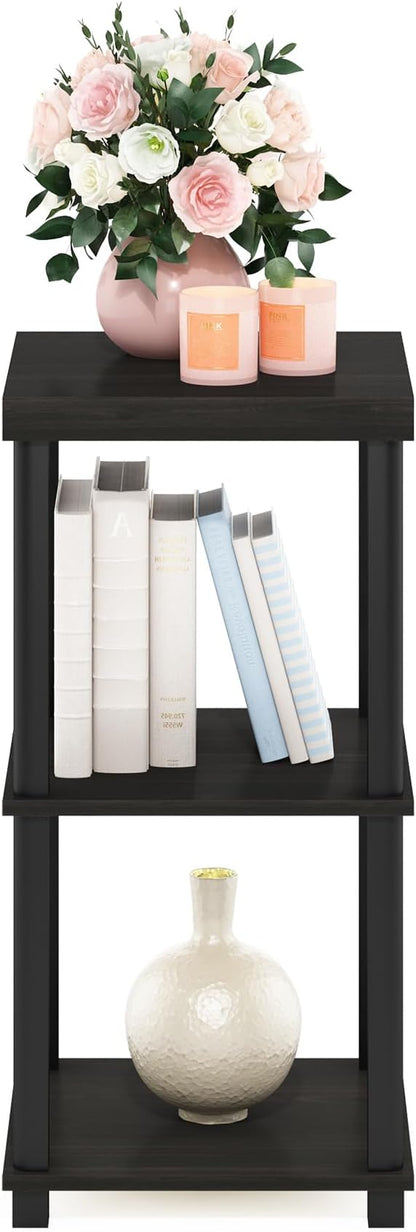 Furinno Turn-N-Tube Classic 3-Tier End Table, Side Table, Espresso/Black