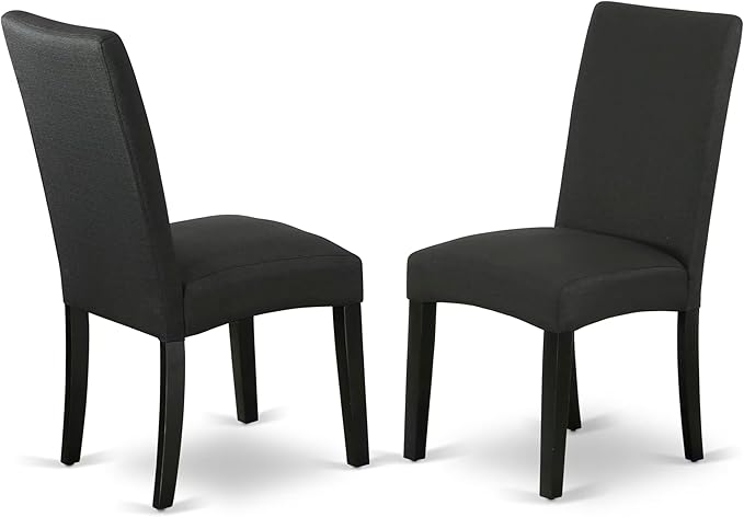 East West Furniture V697DR124-7 7 Piece Modern Dining Table Set Consist of a Rectangle Wooden Table with V-Legs and 6 Black Color Linen Fabric Parsons Dining Chairs, 40x72 Inch, Multi-Color