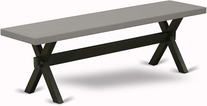East West Furniture X696AB106-6 6 Piece Dining Room Set Contains a Rectangle Dining Table with X-Legs and 4 Shitake Linen Fabric Parson Chairs with a Bench, 36x60 Inch, Multi-Color