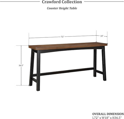 Lexicon Bar Table Set for 3, Small Kitchen Table Set Kitchen Island Table with 3 Saddle Bar Stools, 4 Piece Dining Table Set for Breakfast Nook, Living Room, Apartment, Counter Height, Black/Brown