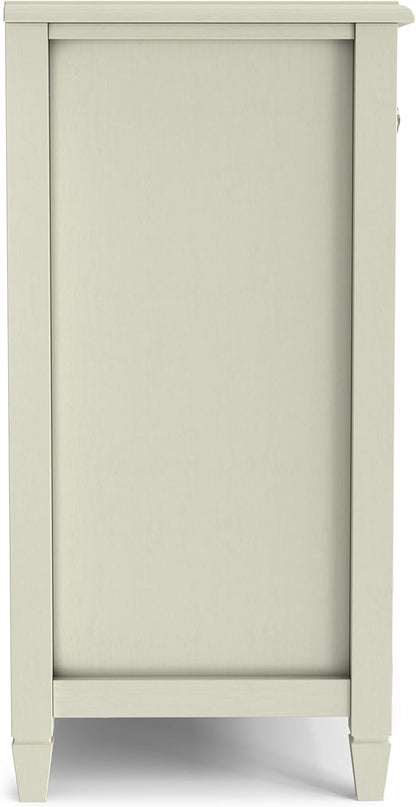 SIMPLIHOME Connaught Buffet - 60 inch Wide Solid Wood 3-Door Sideboard Buffet in Antique White, Traditional Storage Cabinet for Dining Room or Kitchen with Adjustable Shelves and Classic Molding