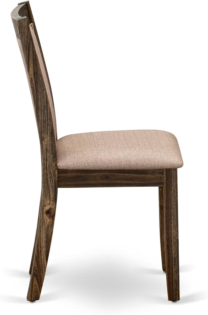 East West Furniture V797MZ716-9 9 Piece Dining Room Table Set Includes a Rectangle Kitchen Table with V-Legs and 8 Dark Khaki Linen Fabric Parson Dining Chairs, 40x72 Inch, Multi-Color