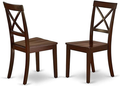East West Furniture DLBO3-MAH-W 3 Piece Modern Dining Table Set Contains a Round Wooden Table with Dropleaf and 2 Dining Room Chairs, 42x42 Inch, Mahogany