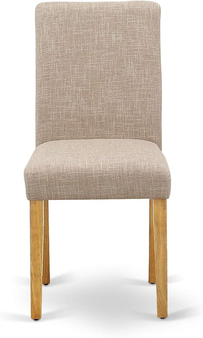 East West Furniture VAAB7-OAK-04 7 Piece Dinette Set Consist of an Oval Dining Room Table with Butterfly Leaf and 6 Light Tan Linen Fabric Upholstered Chairs, 40x76 Inch, Oak