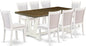 East West Furniture V077MZ001-9 9 Piece Modern Dining Table Set Includes a Rectangle Wooden Table with V-Legs and 8 Cream Linen Fabric Parson Dining Chairs, 40x72 Inch, Multi-Color