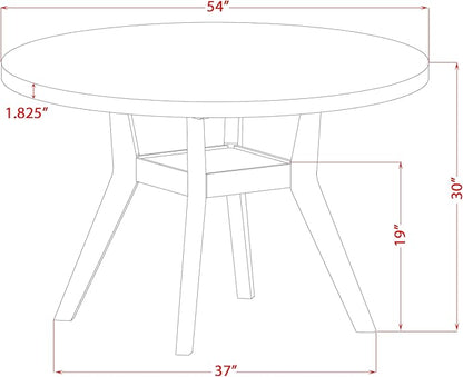 I58-11-TP - A Wood Dining table with a Round Tabletop and Stylish Pedestal, Sand Blasted Black Finish.