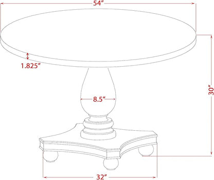 I52-11-TP Wooden Breakfast Table with Acacia Wood Round Tabletop and Stylish Pedestal Base - Sand Blasted Black Finish