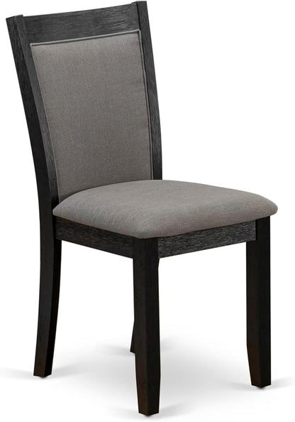 East West Furniture V677MZ650-5 5 Piece Kitchen Table Set Includes a Rectangle Dining Room Table with V-Legs and 4 Dark Gotham Grey Linen Fabric Parsons Chairs, 40x72 Inch, Multi-Color