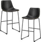DUMOS 26 Inch Counter Height Bar Stools Set of 2, Modern Faux Leather High Barstools with Back and Metal Leg, Bar Chairs for Kitchen lsland, Elegant Black