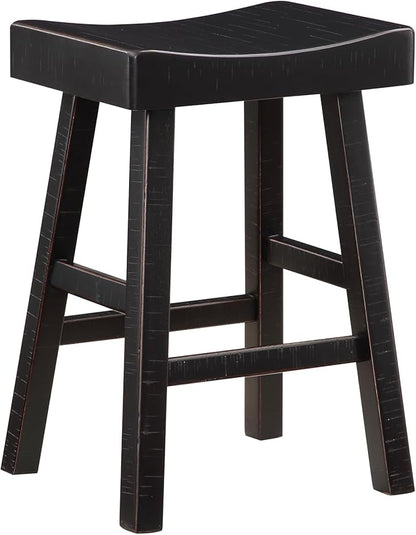 Lexicon Bar Table Set for 3, Small Kitchen Table Set Kitchen Island Table with 3 Saddle Bar Stools, 4 Piece Dining Table Set for Breakfast Nook, Living Room, Apartment, Counter Height, Black