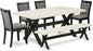 East West Furniture X627MZ650-6 6 Piece Dining Table Set Contains a Rectangle Kitchen Table and 4 Dark Gotham Grey Linen Fabric Parson Chairs with a Bench, 40x72 Inch, Multi-Color