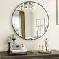 Black Round Bathroom Mirror, 20 inch Circle Wall Mounted Hanging Mirror with Simple Modern Circular Metal Frame for Hallway, Entryway, Living Room, Black Frame