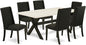 East West Furniture X627FL624-7 7 Piece Modern Dining Table Set Consist of a Rectangle Wooden Table with X-Legs and 6 Black Linen Fabric Upholstered Chairs, 40x72 Inch, Multi-Color