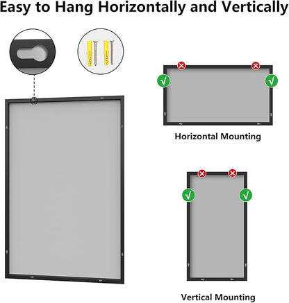 Koonmi Bathroom Mirror 36x55 Bathroom Wall-Mounted Mirrors, Modern Vanity Mirror for Bedroom, Living Room, Aluminum Alloy Frame Allow to Hang Horizontally or Vertically