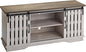 ROCKPOINT Modern Farmhouse Sliding Fence Door Stand for TVs up to 65 Inches, 58inch, White Wash