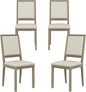 COLAMY Wood Dining Chairs Set of 4, Mid Century Modern Upholstered Kitchen Chairs,19 Inch Fabric Dining Chair with Back for Kitchen Dining Room,Grey