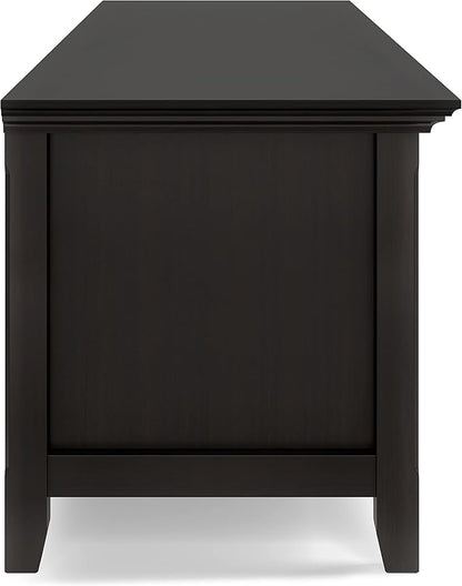 SIMPLIHOME Amherst 72-inch Wide Solid Wood Low TV Stand in Hickory Brown, Transitional-Style Media Console for Living Room with Cable Management, Fits 80" TVs