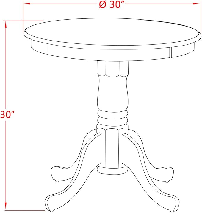 East West Furniture ESEN3-MAH-18 3 Piece Dinette Set for Small Spaces Contains a Round Dining Table with Pedestal and 2 Dark Coffee Linen Fabric Upholstered Chairs, 30x30 Inch, Mahogany