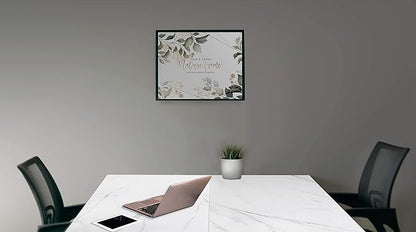 55 inch Large Computer Desk Wood, Modern Simple Style Desk for Home Office, Bedroom, Study Student Writing Desk, Small Spaces, White Metal Frame, Marble Grain Top