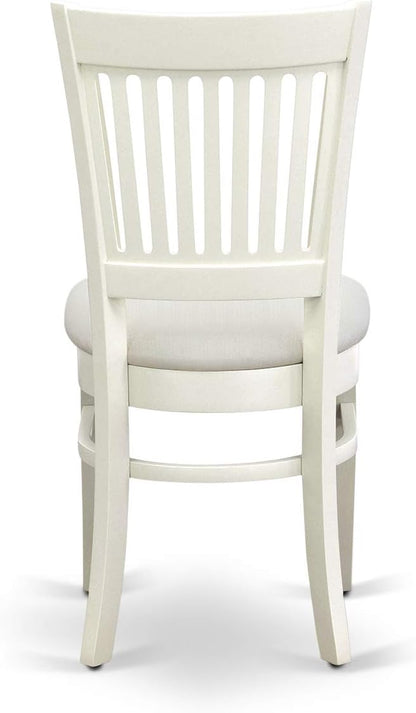 East West Furniture BOVA5-LWH-C 5 Piece Dinette Set for 4 Includes a Round Kitchen Table and 4 Linen Fabric Upholstered Dining Chairs, 42x42 Inch, Linen White