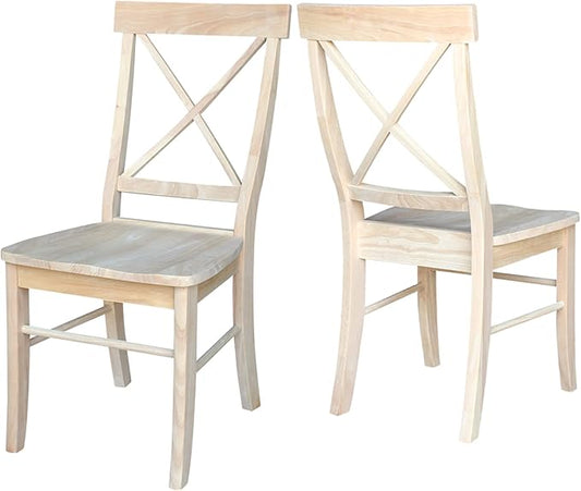Set of Two X-Back Dining Chairs, Unfinished